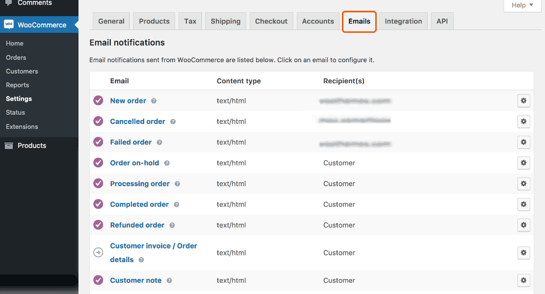 Configure Woocommerce Emails