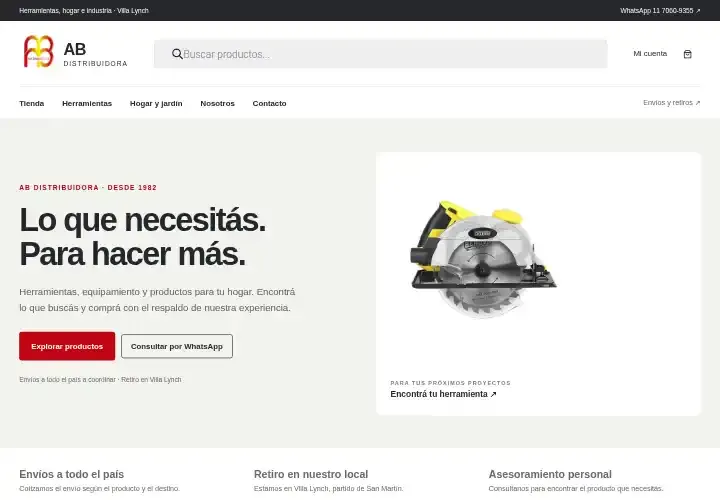 Homepage of AB Distribuidora