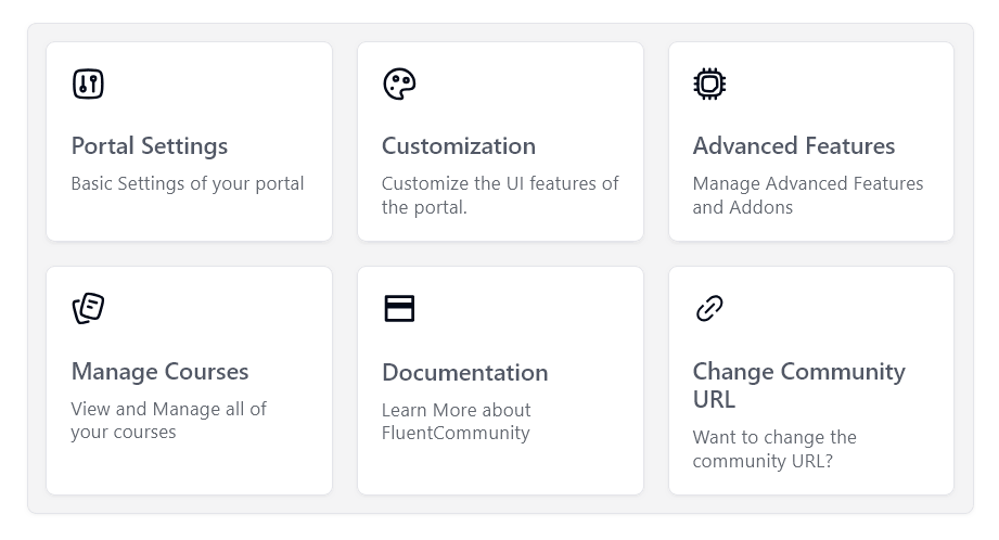 Panel de administración del portal y de los cursos
