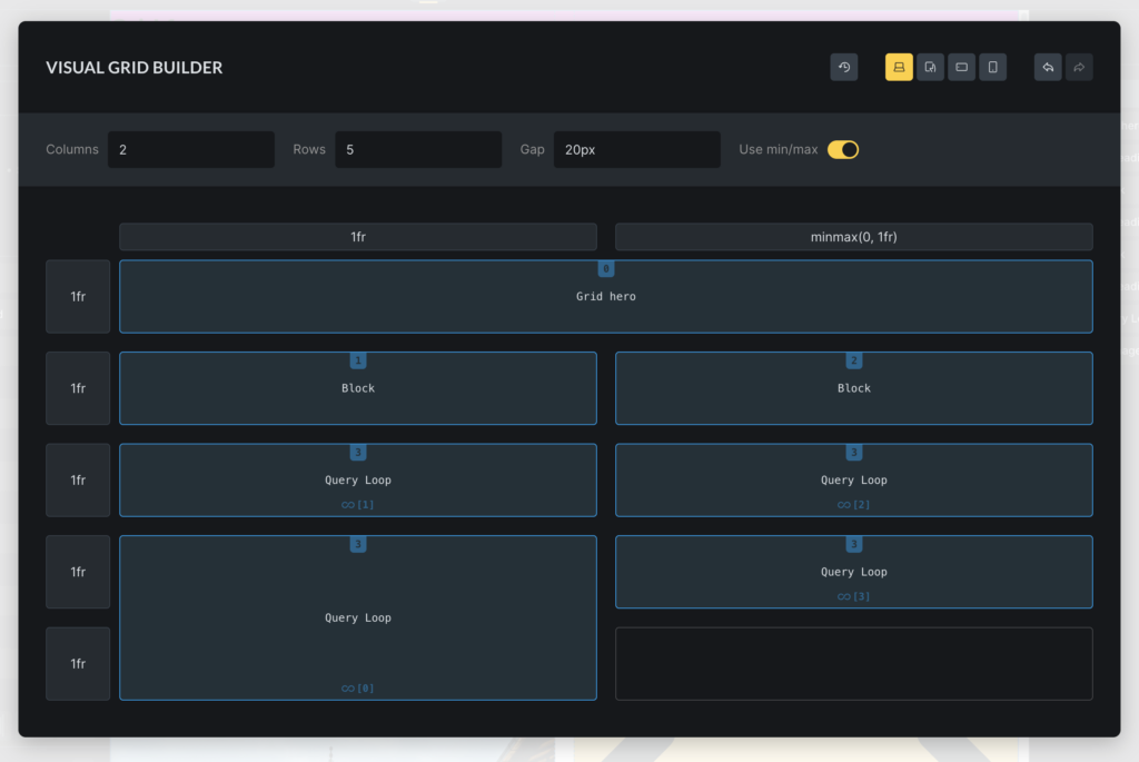 Bricks 2 alpha visual editor grid