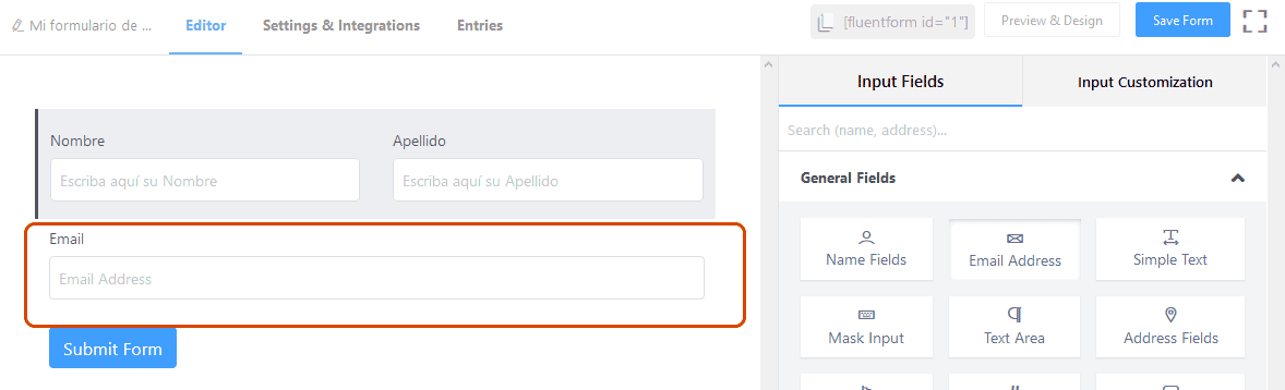 Create Email Request Field