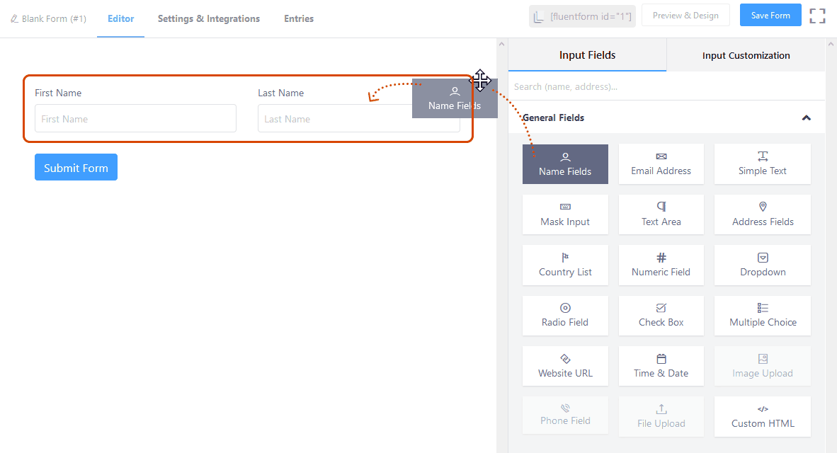 Create Form With Drag Drop