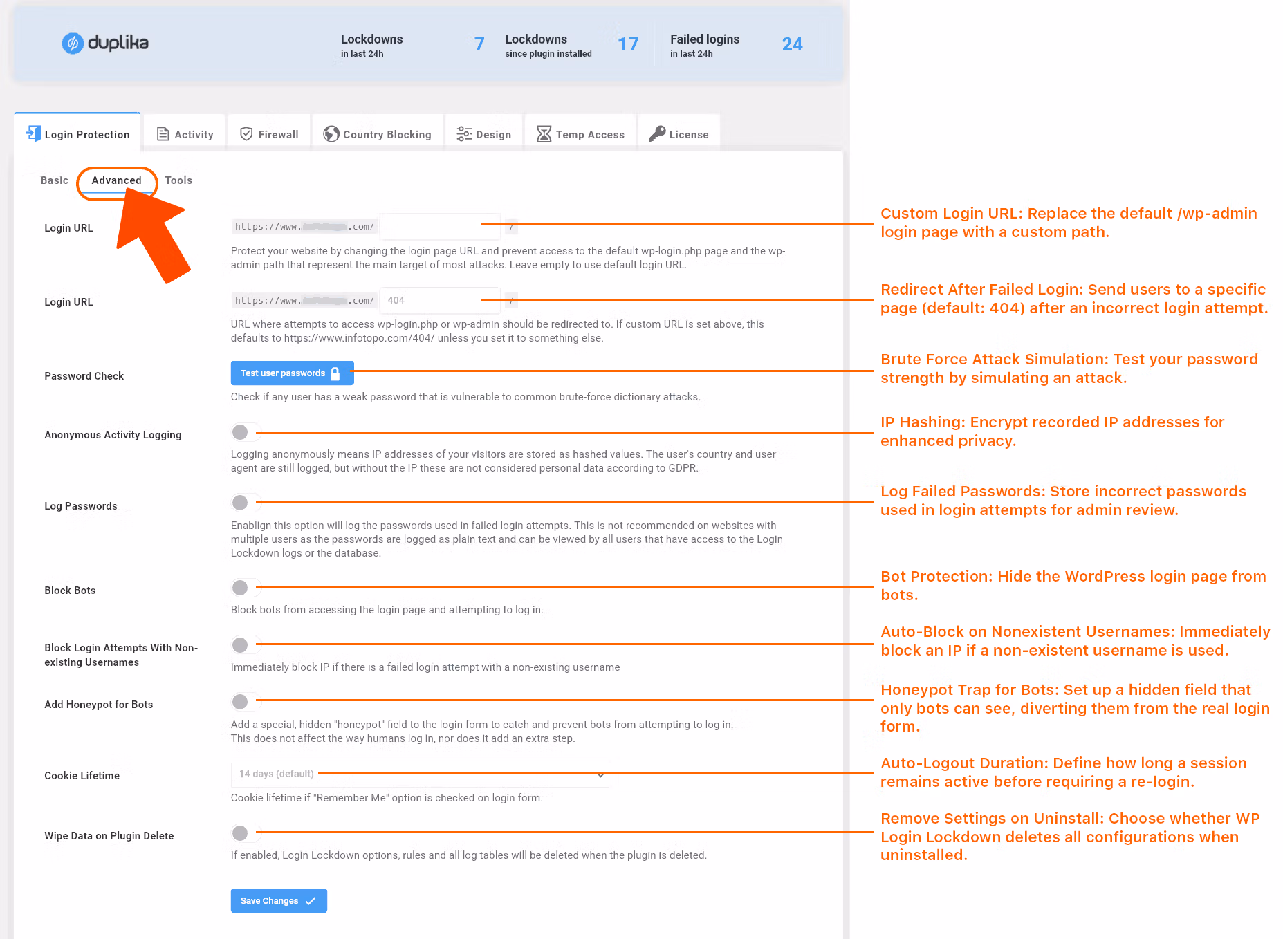 Wp Login Lockdown Advanced Settings